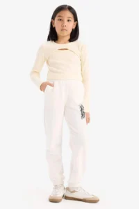DeFacto Elastic Waist Printed Jogger Sweatpants Girls - Image 3