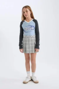 DeFacto Checkered Pleated Skirt Girls' - Image 5
