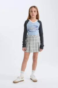 DeFacto Checkered Pleated Skirt Girls' - Image 6
