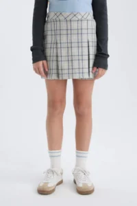 DeFacto Checkered Pleated Skirt Girls' - Image 8