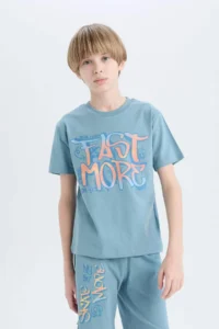 DeFacto Boy's Pajama Set Printed Short Sleeve Top Shorts - Image 4