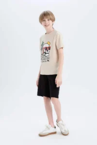 DeFacto 100% Cotton Regular Fit Printed Elastic Waist Pajama Set for Boy - Image 4