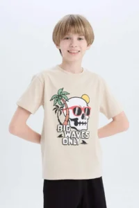 DeFacto 100% Cotton Regular Fit Printed Elastic Waist Pajama Set for Boy - Image 6