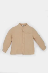 DeFacto Baby Boy Flamed Poplin Long Sleeve Basic Plain Shirt