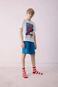 DeFacto 100% Cotton Marvel Spiderman Printed Elastic Waist Pajama Set for Boy - Image 2