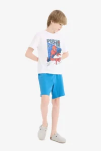 DeFacto 100% Cotton Marvel Spiderman Printed Elastic Waist Pajama Set for Boy - Image 4