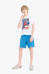 DeFacto 100% Cotton Marvel Spiderman Printed Elastic Waist Pajama Set for Boy - Image 6