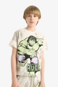 DeFacto 100% Cotton Marvel Comics Printed Elastic Waist Pajama Set for Boy - Image 5