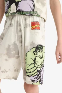 DeFacto 100% Cotton Marvel Comics Printed Elastic Waist Pajama Set for Boy - Image 7
