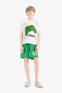 DeFacto 100% Cotton Xbox Printed Elastic Waist Pajama Set for Boy