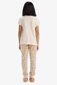 DeFacto Pajama Set Printed Short Sleeve Top Patterned Bottom Girl Child - Image 4