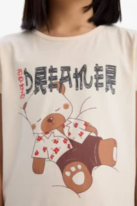 DeFacto Pajama Set Printed Short Sleeve Top Patterned Bottom Girl Child - Image 5