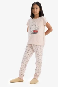 DeFacto 100% Cotton Anime Printed Pajama Set Girls