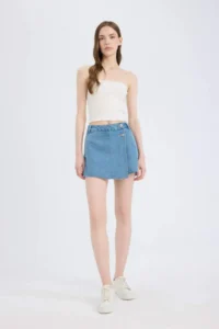 DeFacto High Waist Jeans Shorts Skirt