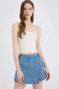 DeFacto High Waist Jeans Shorts Skirt - Image 3