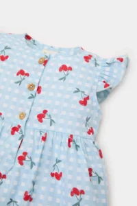 DeFacto Basic Plain Short Sleeve Flared Poplin Summer Dress for Baby Girl - Image 4