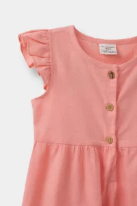 DeFacto Basic Plain Short Sleeve Flared Poplin Summer Dress for Baby Girl - Image 2