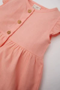 DeFacto Basic Plain Short Sleeve Flared Poplin Summer Dress for Baby Girl - Image 3
