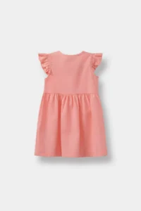 DeFacto Basic Plain Short Sleeve Flared Poplin Summer Dress for Baby Girl - Image 4