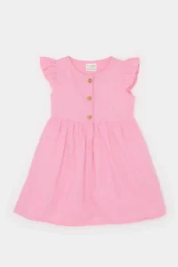 DeFacto Basic Plain Short Sleeve Flared Poplin Summer Dress for Baby Girl