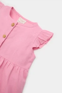 DeFacto Basic Plain Short Sleeve Flared Poplin Summer Dress for Baby Girl - Image 2