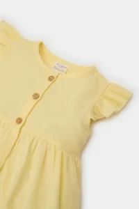 DeFacto Basic Plain Short Sleeve Flared Poplin Summer Dress for Baby Girl - Image 4