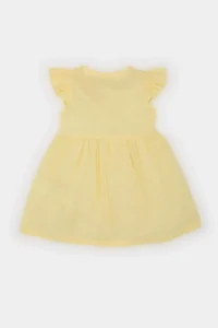 DeFacto Basic Plain Short Sleeve Flared Poplin Summer Dress for Baby Girl - Image 5