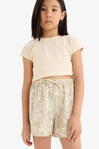 DeFacto Floral Patterned Viscose Shorts Girls' - Image 3