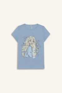 DeFacto Girl's Pajama Set Printed Short Sleeve Top with Elastic Waist Shorts - Image 8