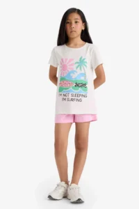 DeFacto 100% Cotton Printed Pajama Set Girls - Image 2