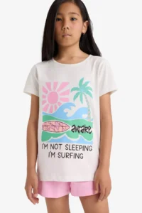 DeFacto 100% Cotton Printed Pajama Set Girls - Image 3