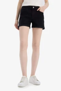 DeFacto High Waist Plain Hem Jeans Shorts - Image 5