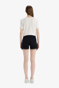 DeFacto High Waist Plain Hem Jeans Shorts - Image 7