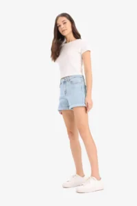 DeFacto High Waist Pocket Washed Skinny Jean Shorts - Image 2
