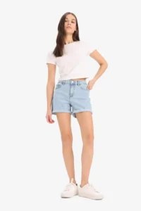 DeFacto High Waist Pocket Washed Skinny Jean Shorts - Image 3