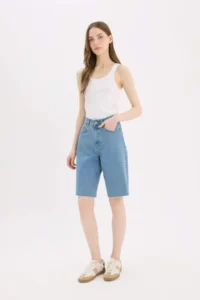 DeFacto High Waist Jeans Bermuda Shorts