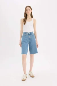 DeFacto High Waist Jeans Bermuda Shorts - Image 2