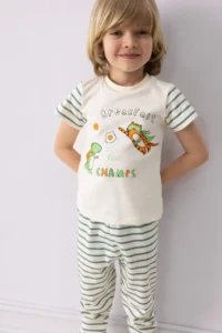 DeFacto 100% Cotton Striped Pajama Set Baby Boy - Image 2