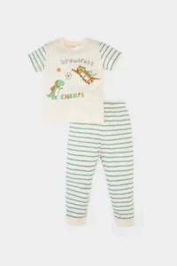 DeFacto 100% Cotton Striped Pajama Set Baby Boy - Image 3