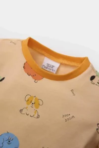 DeFacto Pajama Set Patterned Long Sleeve Combed Cotton Top with Elastic Waist Long Bottom for Baby Boy - Image 5