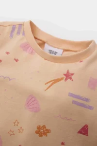 DeFacto Pajama Set Patterned Long Sleeve Combed Cotton Top with Elastic Waist Long Bottom for Baby Girl - Image 3