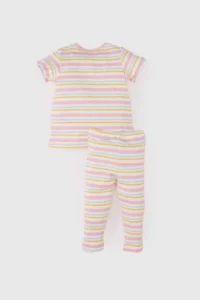 DeFacto Disney Mickey & Minnie Pajama Set Ribbed Camisole Short Sleeve Top with Elastic Waist Long Bottom for Baby Girl - Image 4