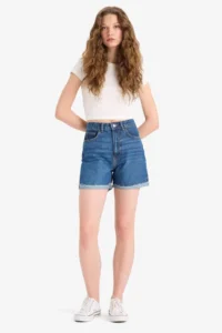DeFacto Mom Fit High Waist Fold-Fit Jean Shorts