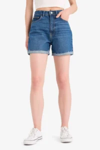 DeFacto Mom Fit High Waist Fold-Fit Jean Shorts - Image 5