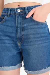 DeFacto Mom Fit High Waist Fold-Fit Jean Shorts - Image 6