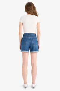 DeFacto Mom Fit High Waist Fold-Fit Jean Shorts - Image 7