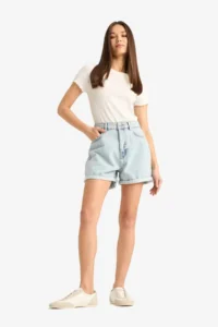 DeFacto Mom Fit High Waist Jeans Shorts - Image 3