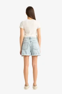 DeFacto Mom Fit High Waist Jeans Shorts - Image 7