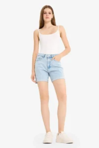 DeFacto 100% Cotton Boyfriend High Waist Washed Jean Shorts