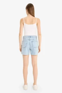 DeFacto 100% Cotton Boyfriend High Waist Washed Jean Shorts - Image 7